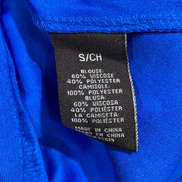 FEVER Blue sleeveless womens Tank blouse top button up with cami size small - Picture 5 of 7